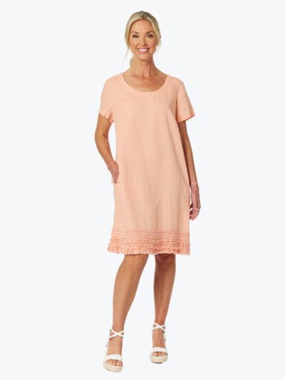 Gordon Smith Ruffle Hem Linen Dress 46000