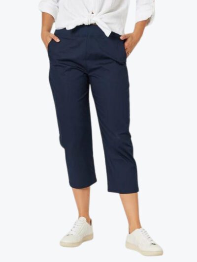 Threadz Santorini Cotton Crop Pant Navy Black White Natural