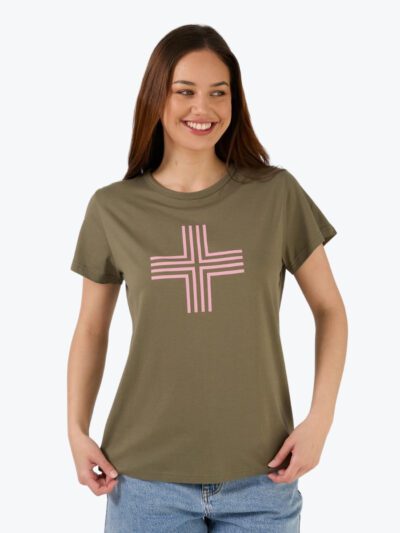 Stella + Gemma Blush Cross Tshirt in khaki
