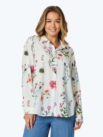 Threadz Garden Floral Shirt white with flowers