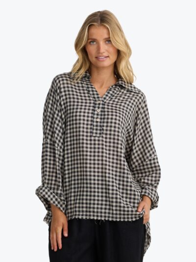 The Shanty Corporation Amar Shirt in Natural with Black Check