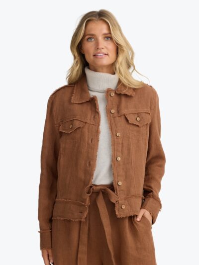 The Shanty Corporation Monza Jacket in Cocoa Linen