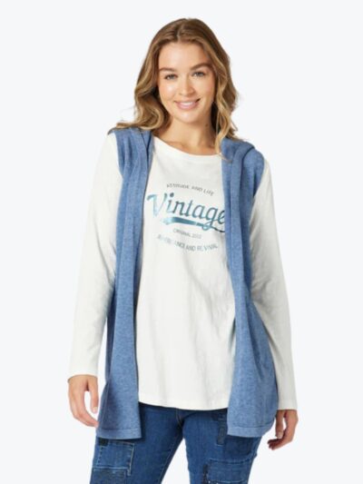 Threadz Ollie Side Button Vest in Indigo