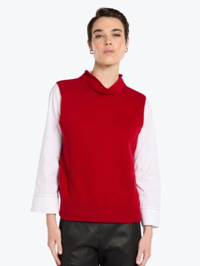 Marco Polo Lightweight Boiled Wool Knit in Crimson