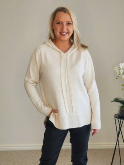 Threadz Alexa Knit Hoodie in Natural