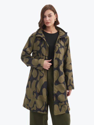 Tirelli Adjustable Waist Blot Print Parka in Moss/Black