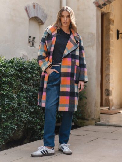 Betty Basics Ellie Coat in Rainbow Check